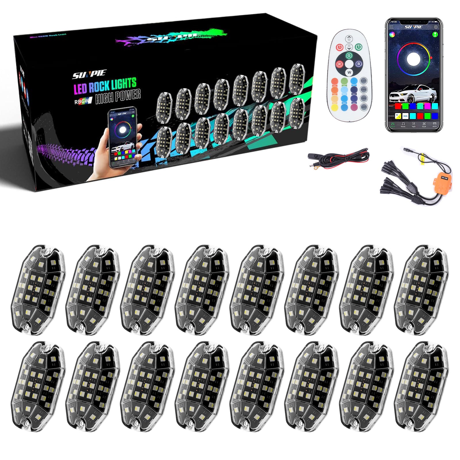 Sunpie Fifteen-Sided Series RGBW 33 LEDs LED Rock Lights (4