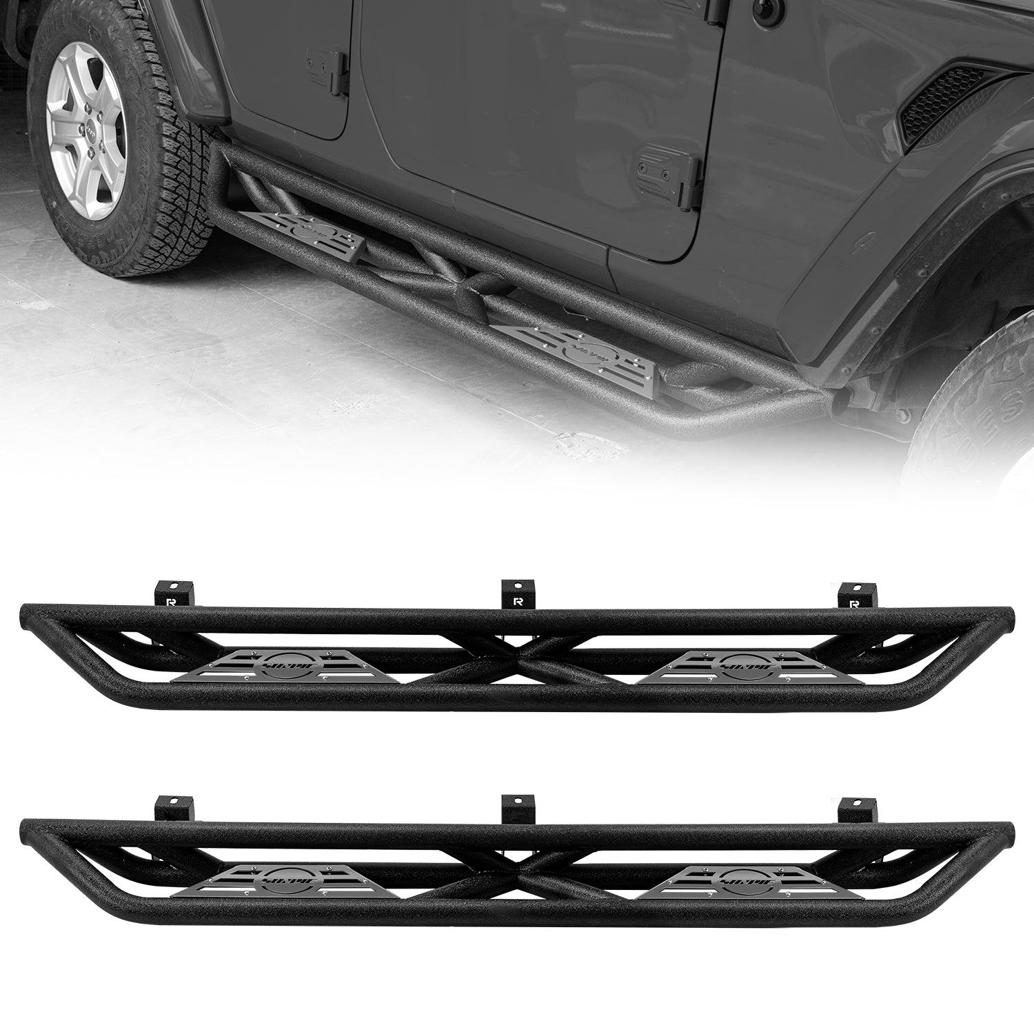 Running Board Color Replacement Trim Panels, 4-Piece Set for 2007–2026 Jeep Wrangler JKU JLU 4xe & Jeep Gladiator JT 4-Door