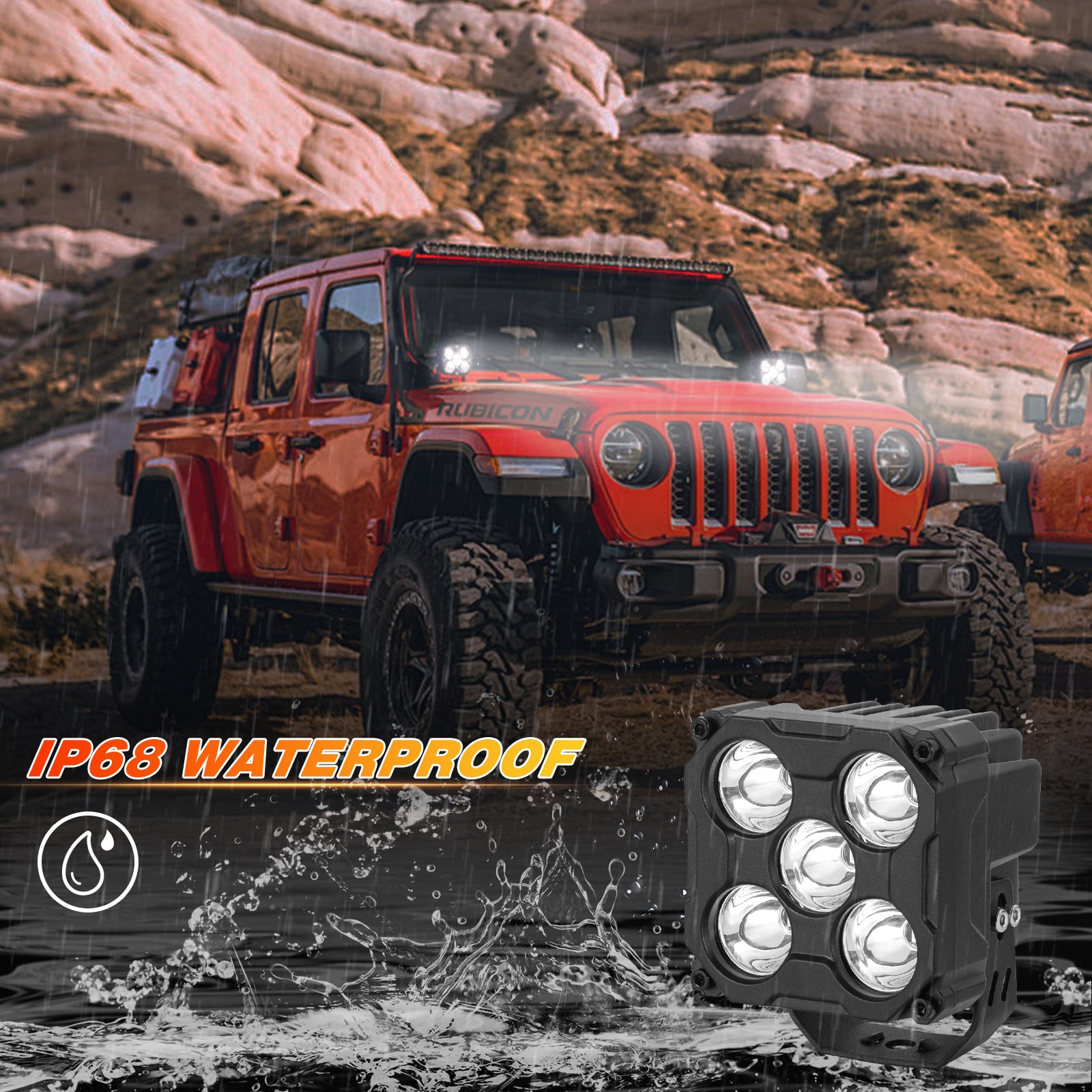 3.5" 170W White LED Off-Road Work Light Pods with 3D Glass Lens