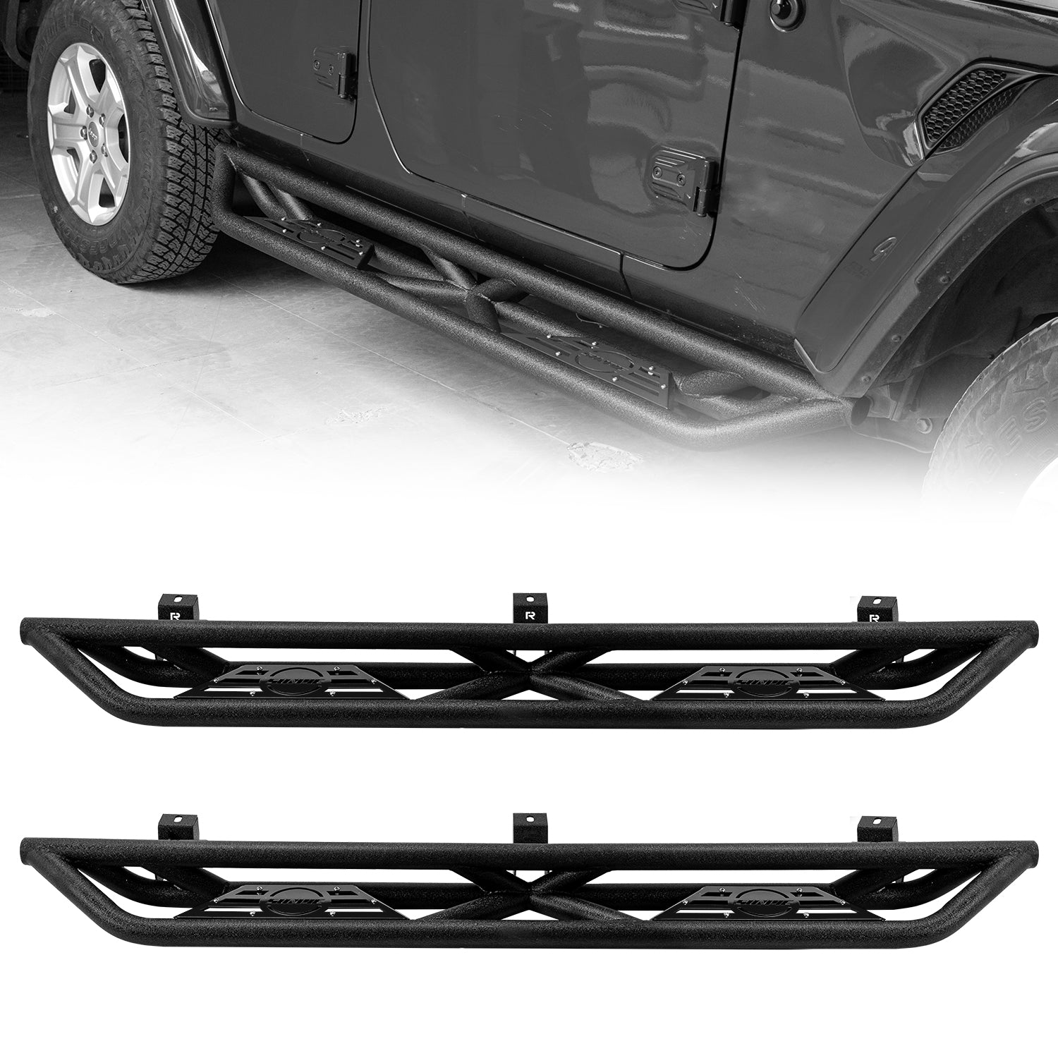 Running Board Color Replacement Trim Panels, 4-Piece Set for 2007–2026 Jeep Wrangler JKU JLU 4xe & Jeep Gladiator JT 4-Door