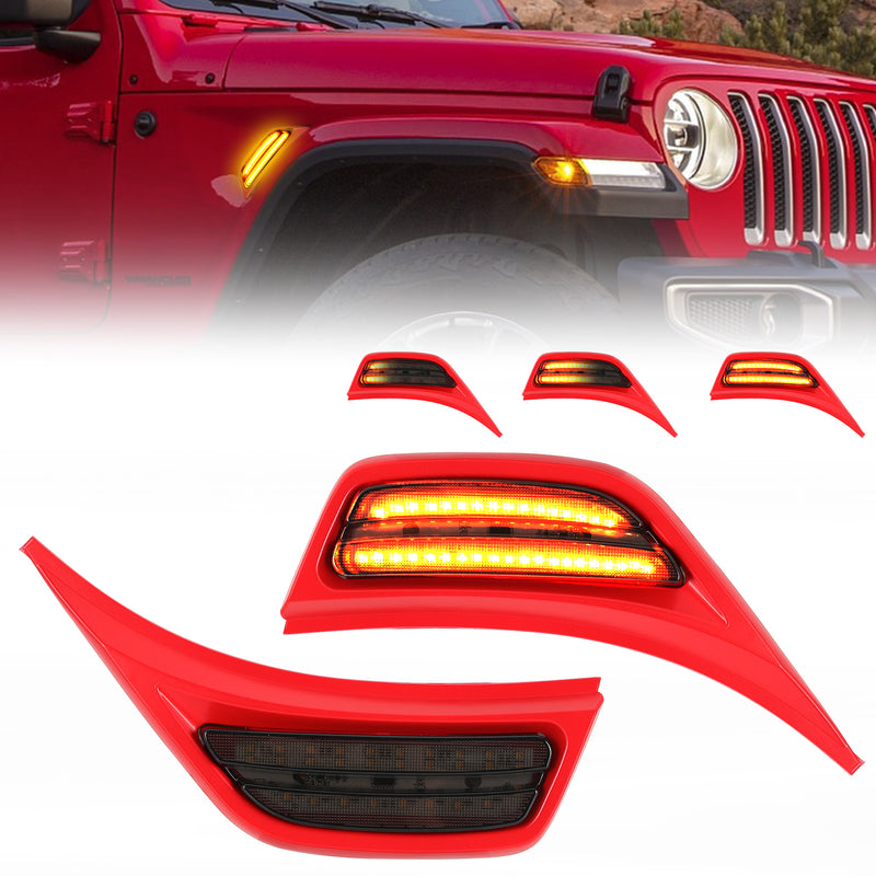 Sunpie LED Fender Side Marker Lights DRL Dynamic Turn Signal Compatible with 2018-2025 Jeep Wrangler 4xe JL JLU Jeep Gladiator JT (2PCS)