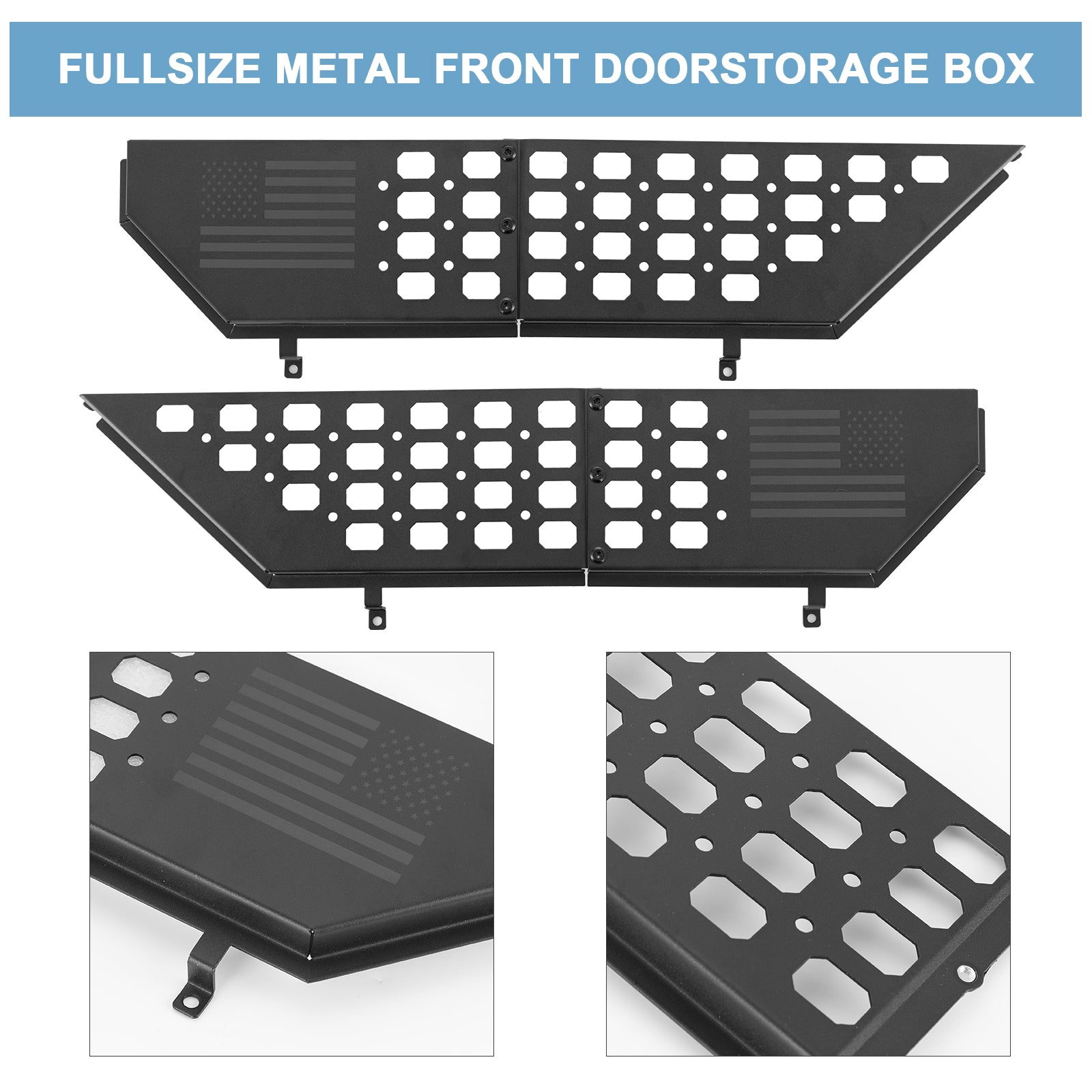 Jeep Wrangler Metal Front Door Storage Box for (2018-Present) Jeep Wrangler JL JLU 4XE and Gladiator JT (2PCS)