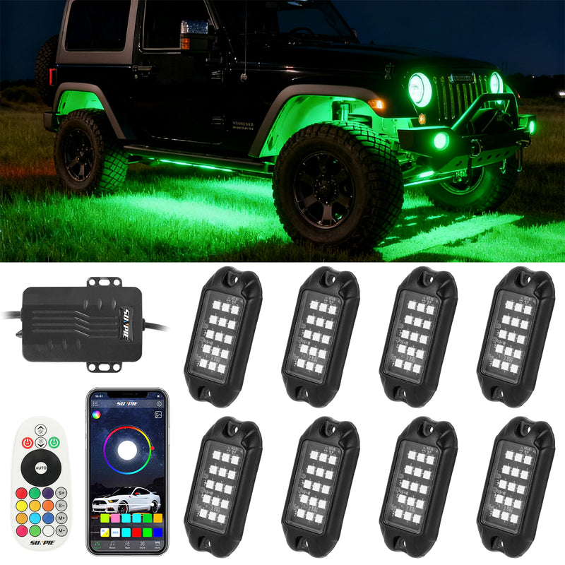 Rotating Series RGB LED Rock Lights Kit for Car | App-Controlled Off-Road Underglow