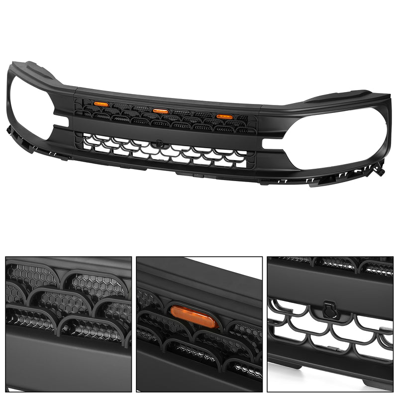 Leviathan Series Matte Front Grille with Amber LEDs for 2020-2026 Bronco Sport