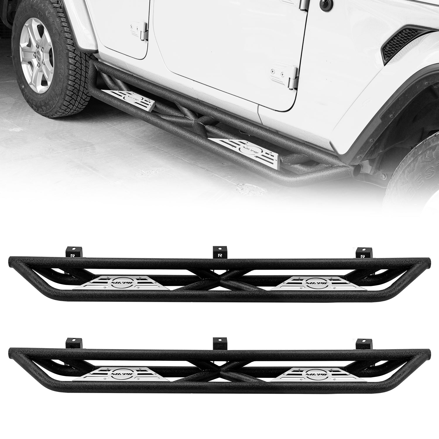 Running Board Color Replacement Trim Panels, 4-Piece Set for 2007–2026 Jeep Wrangler JKU JLU 4xe & Jeep Gladiator JT 4-Door