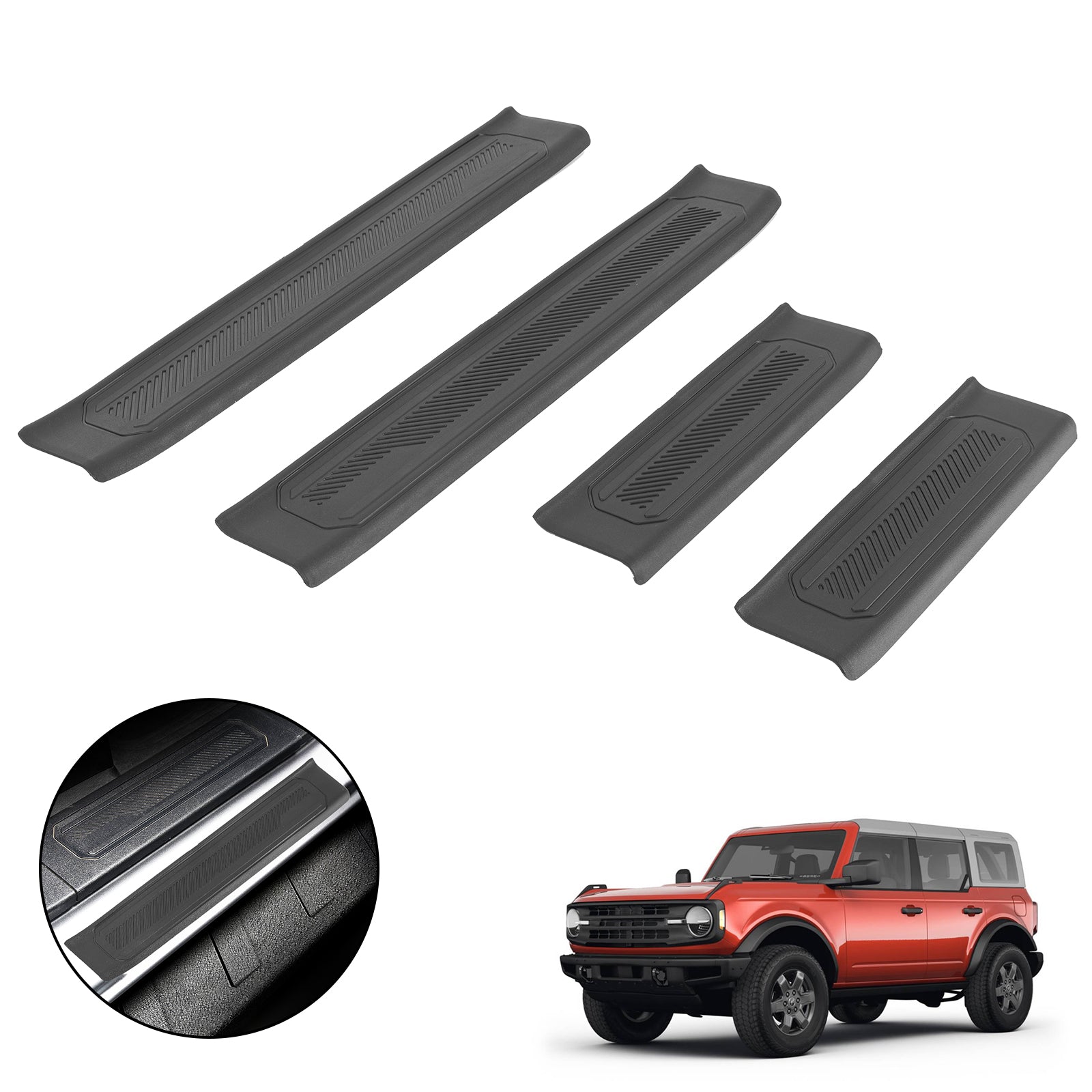 Ford Bronco Door Sill Scuff for 2021-2026 Bronco 4-Door 4 PCS (Not for Bronco 2-Door and Bronco Sport)