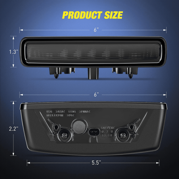 Smoked ABS Third Brake Light for 2018-2024 Jeep Wrangler JL/JLU