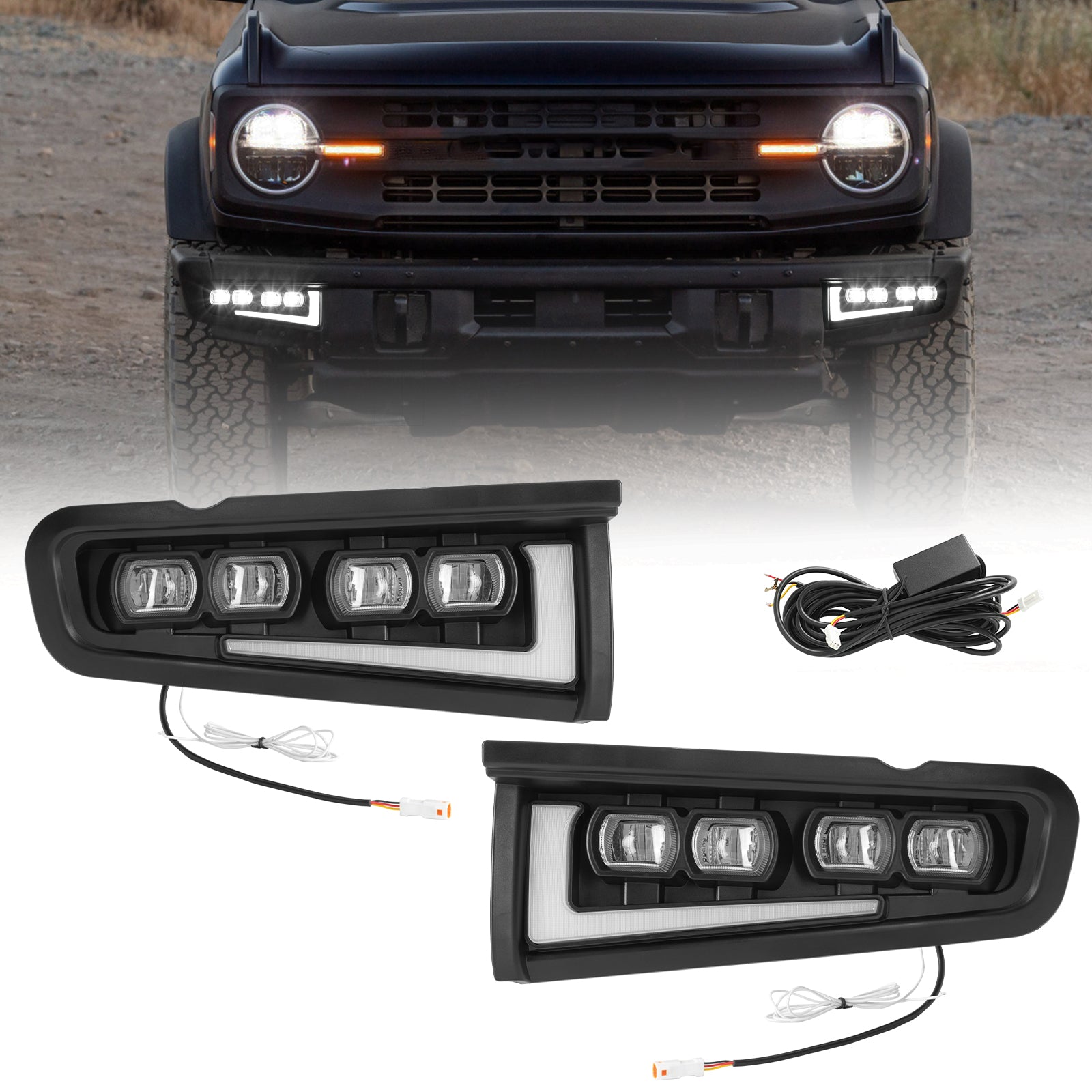 LED Fog Light Kits with DRL & Turn Signal for 2021-2026 Ford Bronco
