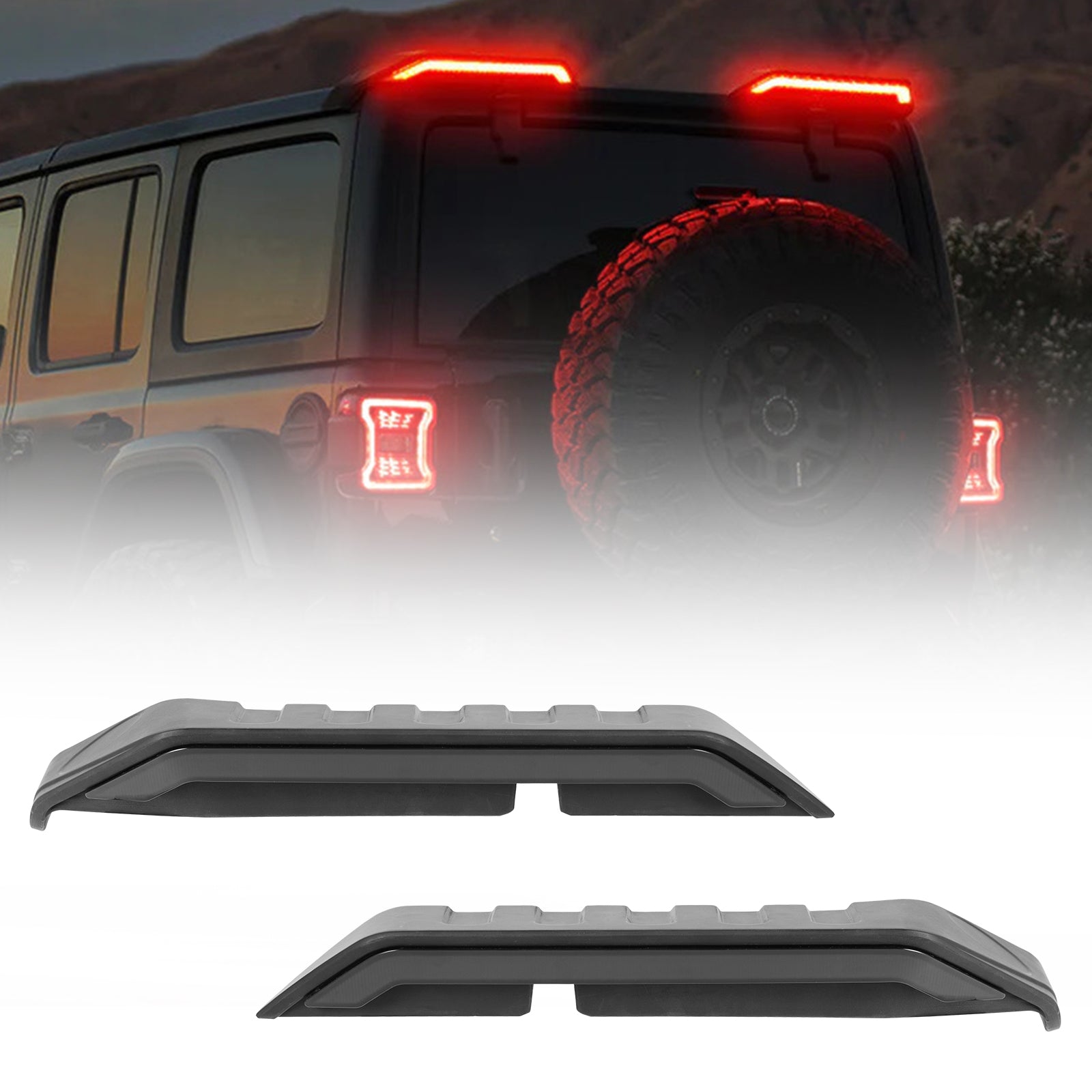 Jeep Multi-Function LED High Mount Rear Roof Lights for 2018-2026 Jeep Wrangler JL JLU 4xe (2Pcs/Set)