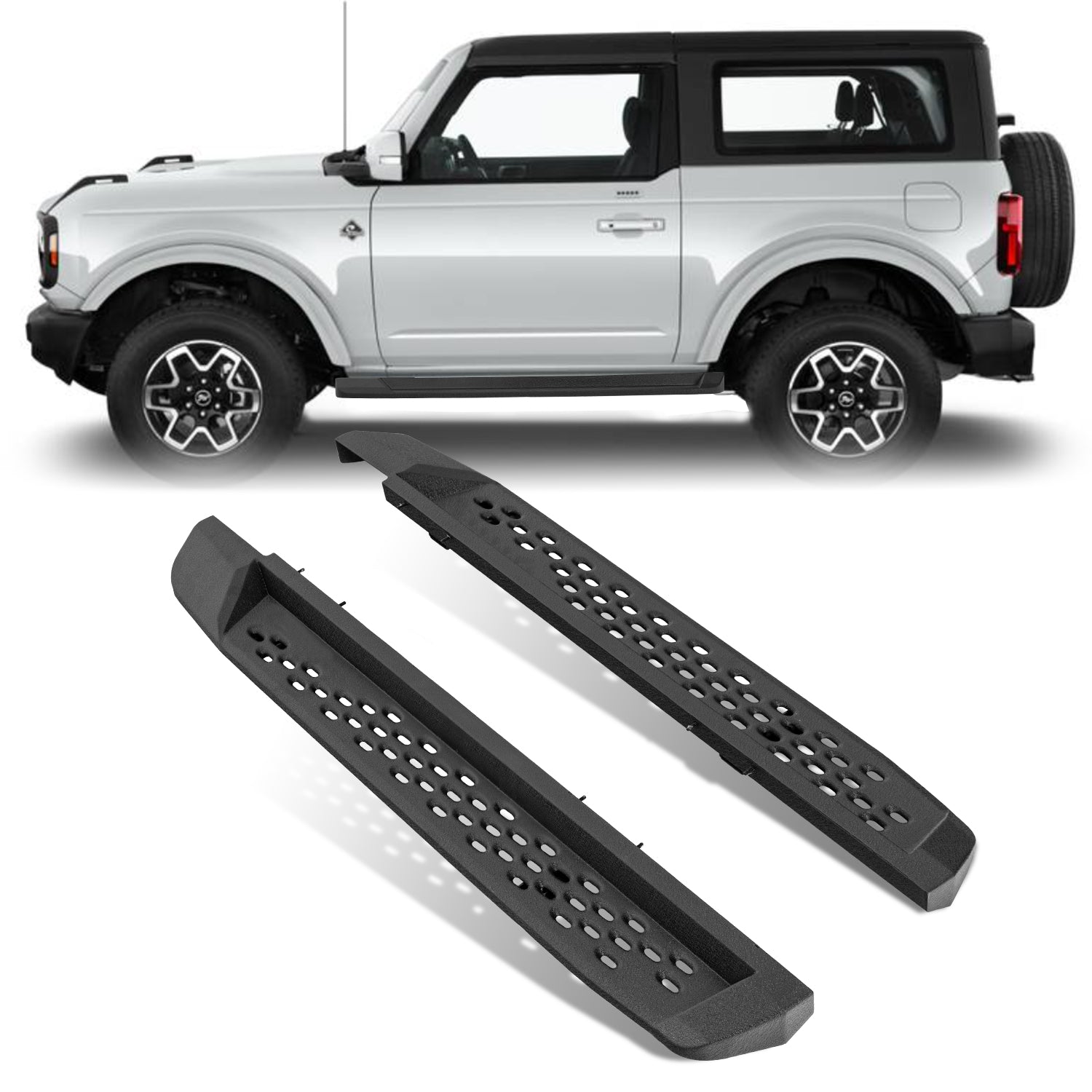 Heavy-Duty Carbon Steel Running Boards for 2021-2026 Ford Bronco 2-Door