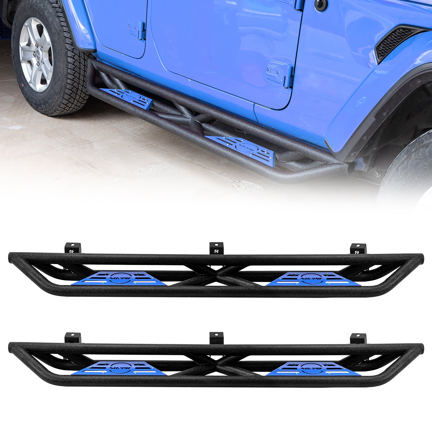 Running Board Color Replacement Trim Panels, 4-Piece Set for 2007–2026 Jeep Wrangler JKU JLU 4xe & Jeep Gladiator JT 4-Door