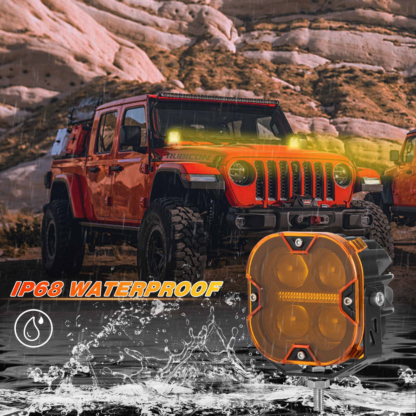 High-Performance 3.5" Quad-LED Pod Light Kit with DRL – Dual Beam Fog & Driving Lights for Off-Road Vehicles