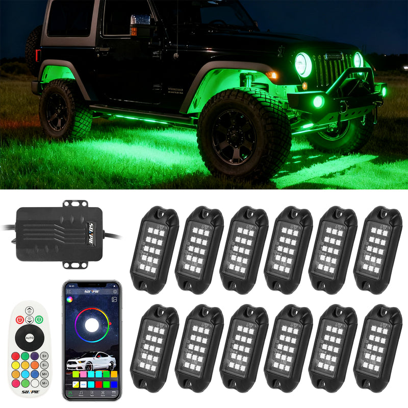 Rotating Series RGB LED Rock Lights Kit for Car | App-Controlled Off-Road Underglow