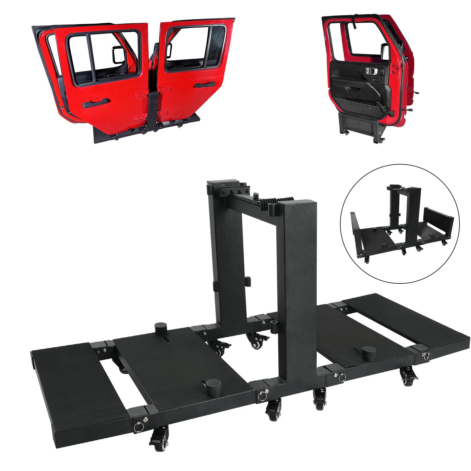 Upgraded Foldable Door Storage Rack Compatible with 07-26 Jeep Wrangler JK JL 4xe & Jeep Gladiator JT