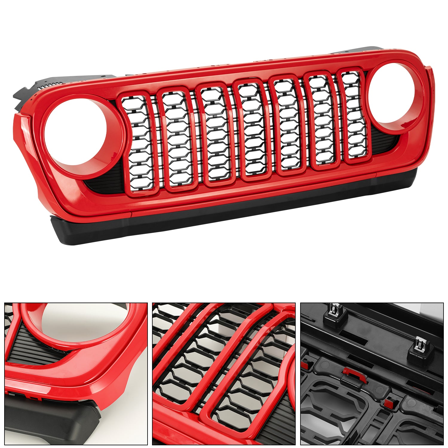 Modular ABS Front Grille Compatible with 2018–2026 Wrangler JL JLU 4xe & Gladiator JT – Available in 8 Color Options (Aftermarket Replacement)