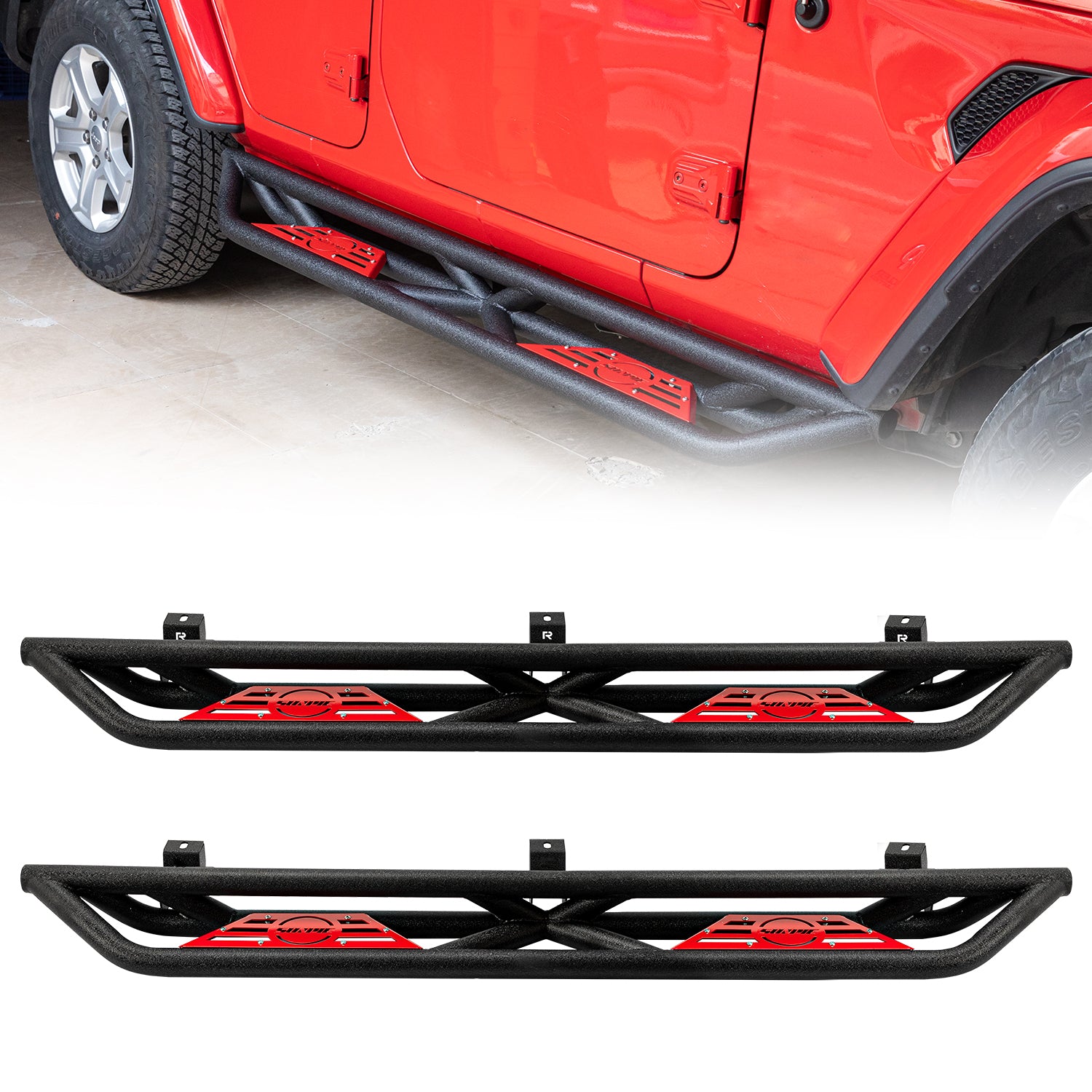 Running Board Color Replacement Trim Panels, 4-Piece Set for 2007–2026 Jeep Wrangler JKU JLU 4xe & Jeep Gladiator JT 4-Door