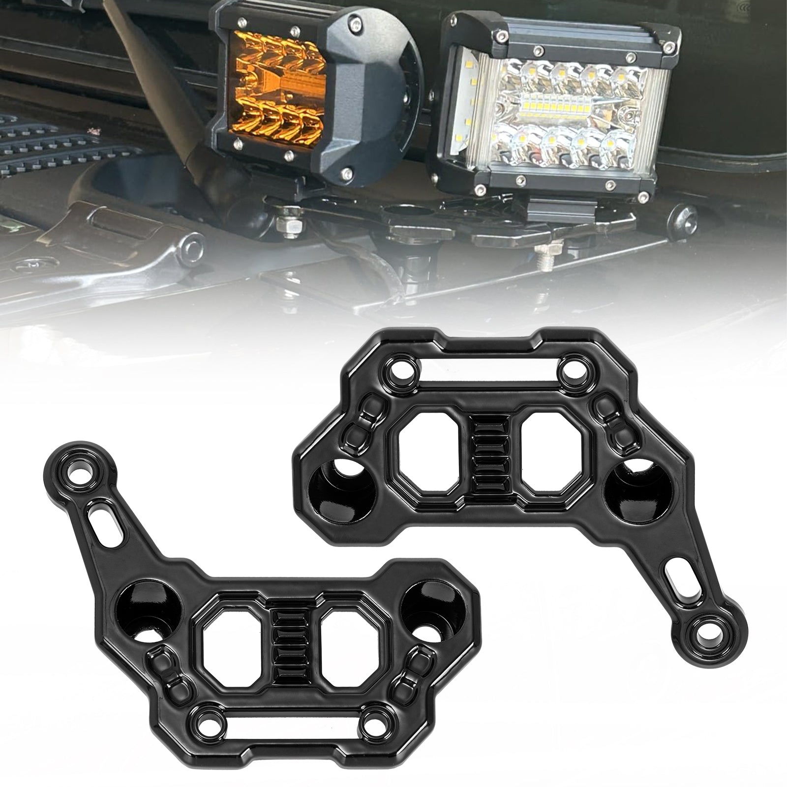 Front A-Pillar Off-Road Single/Dual Light Mounting Brackets for 2018+ Jeep Wrangler JL/JLU 4xe Jeep Gladiator JT (2PCS)