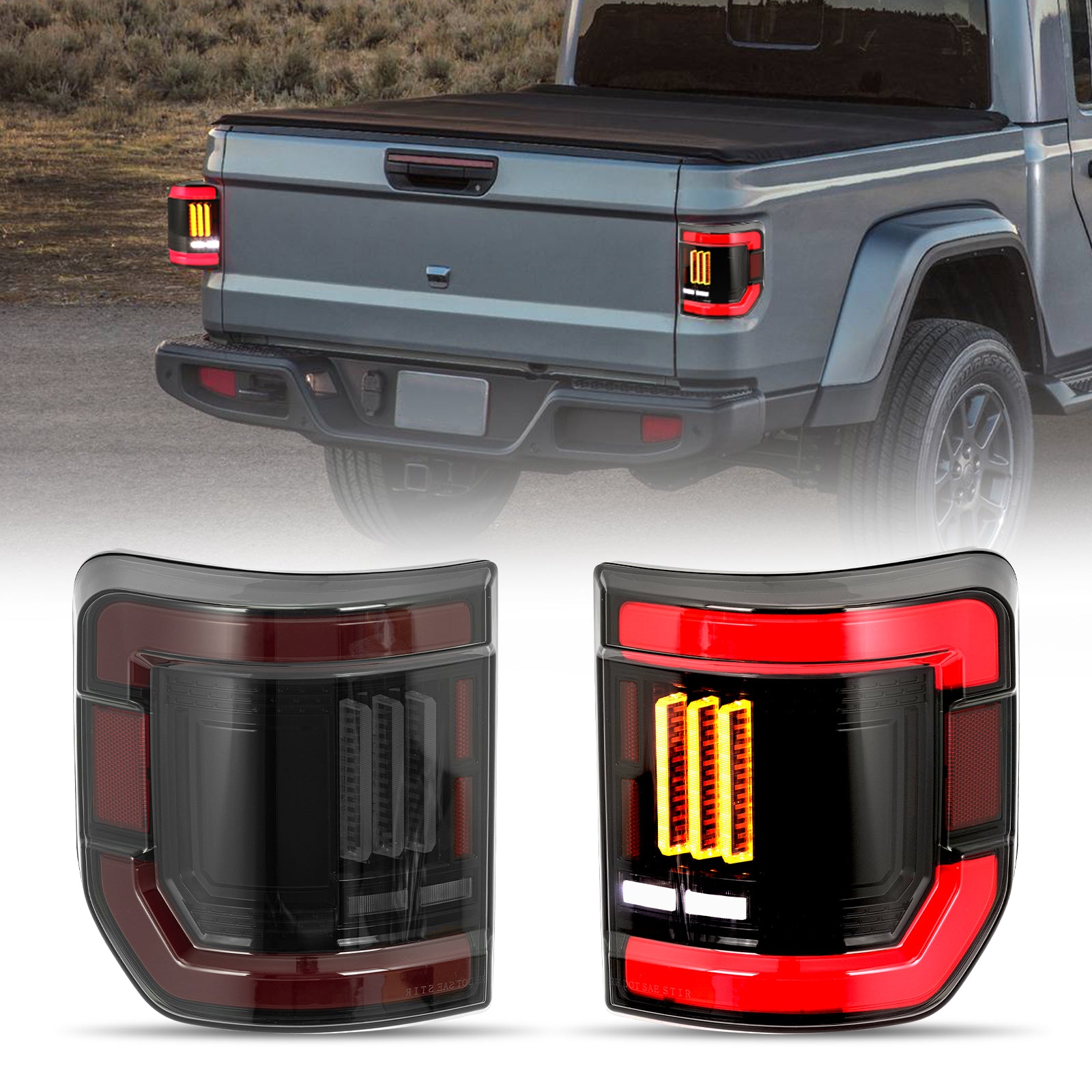 LED Tail Lights with Blind Spot Sensor Compatibility for 2019-2026 Jeep Gladiator JT (2pcs/set)