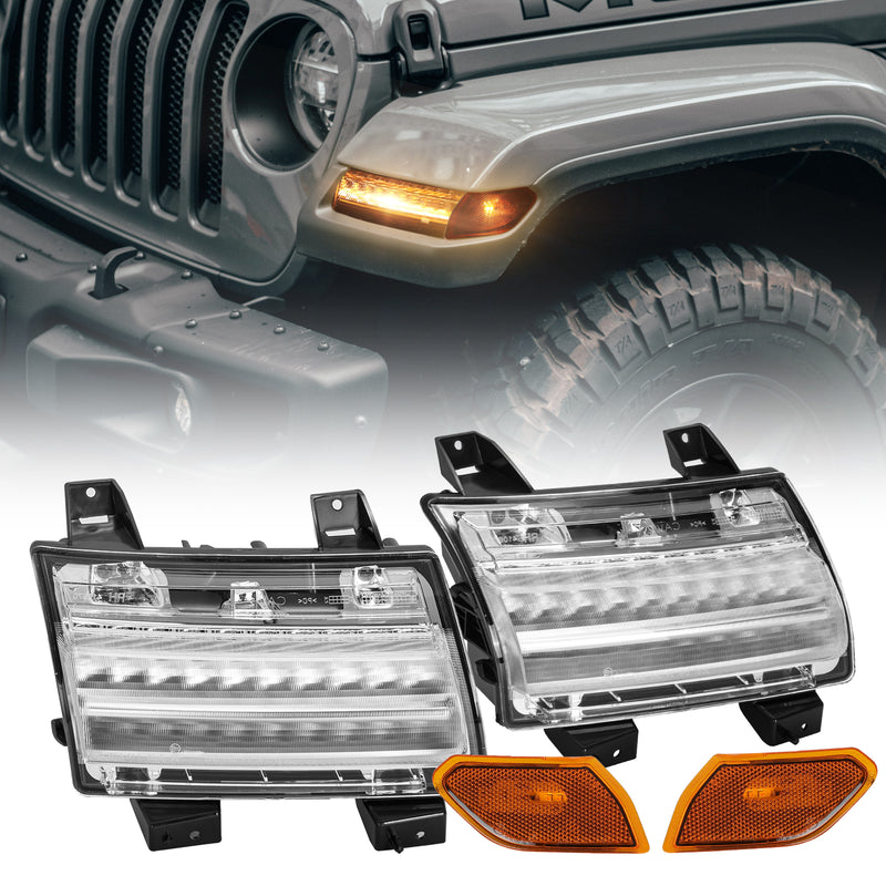 LED Fender & Side Marker Lights with Dynamic Welcome Sequence, Integrated DRL & Turn Signals for ‘18-’25 Jeep Wrangler JL 4xe Gladiator (Not suitable for sports)