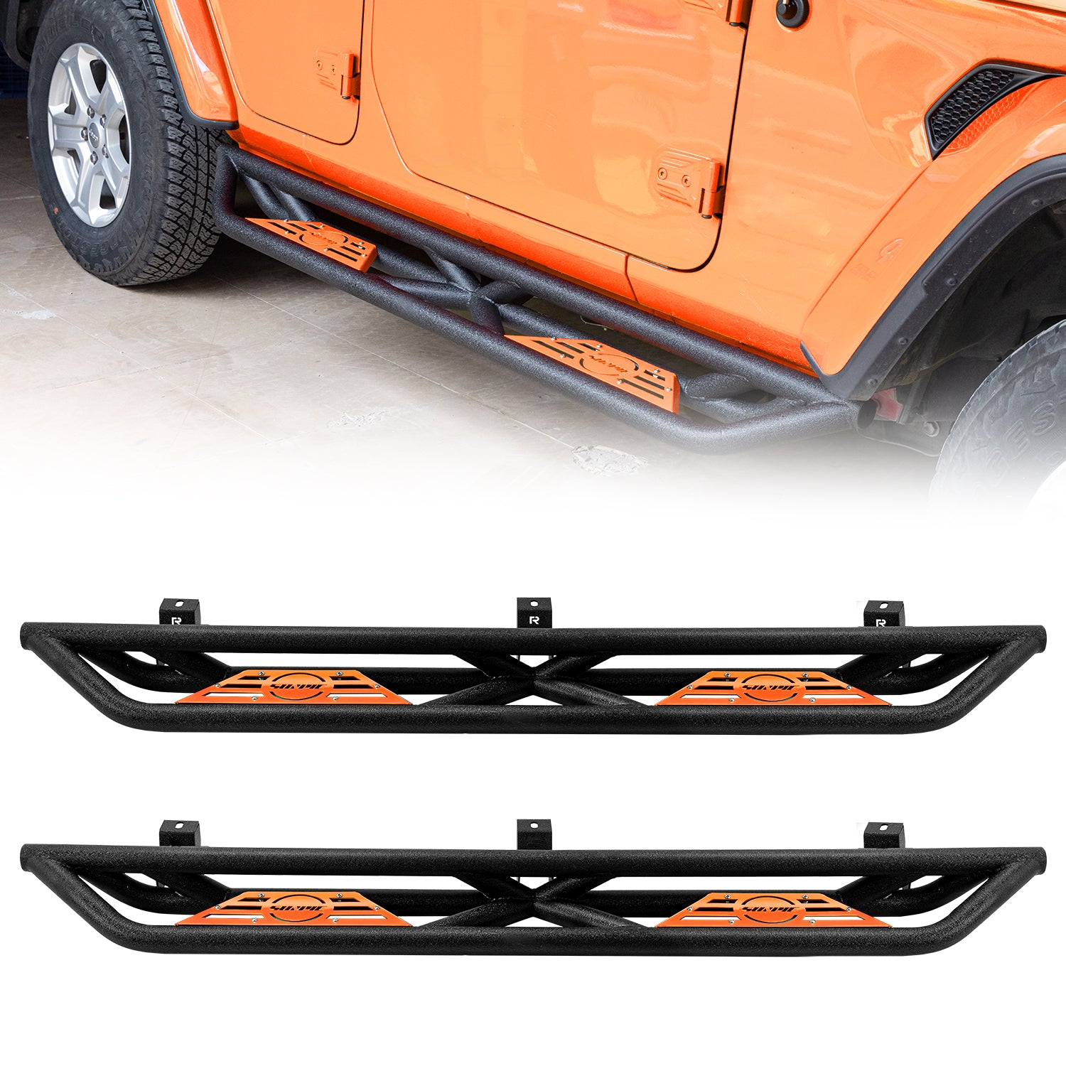 Running Board Color Replacement Trim Panels, 4-Piece Set for 2007–2026 Jeep Wrangler JKU JLU 4xe & Jeep Gladiator JT 4-Door