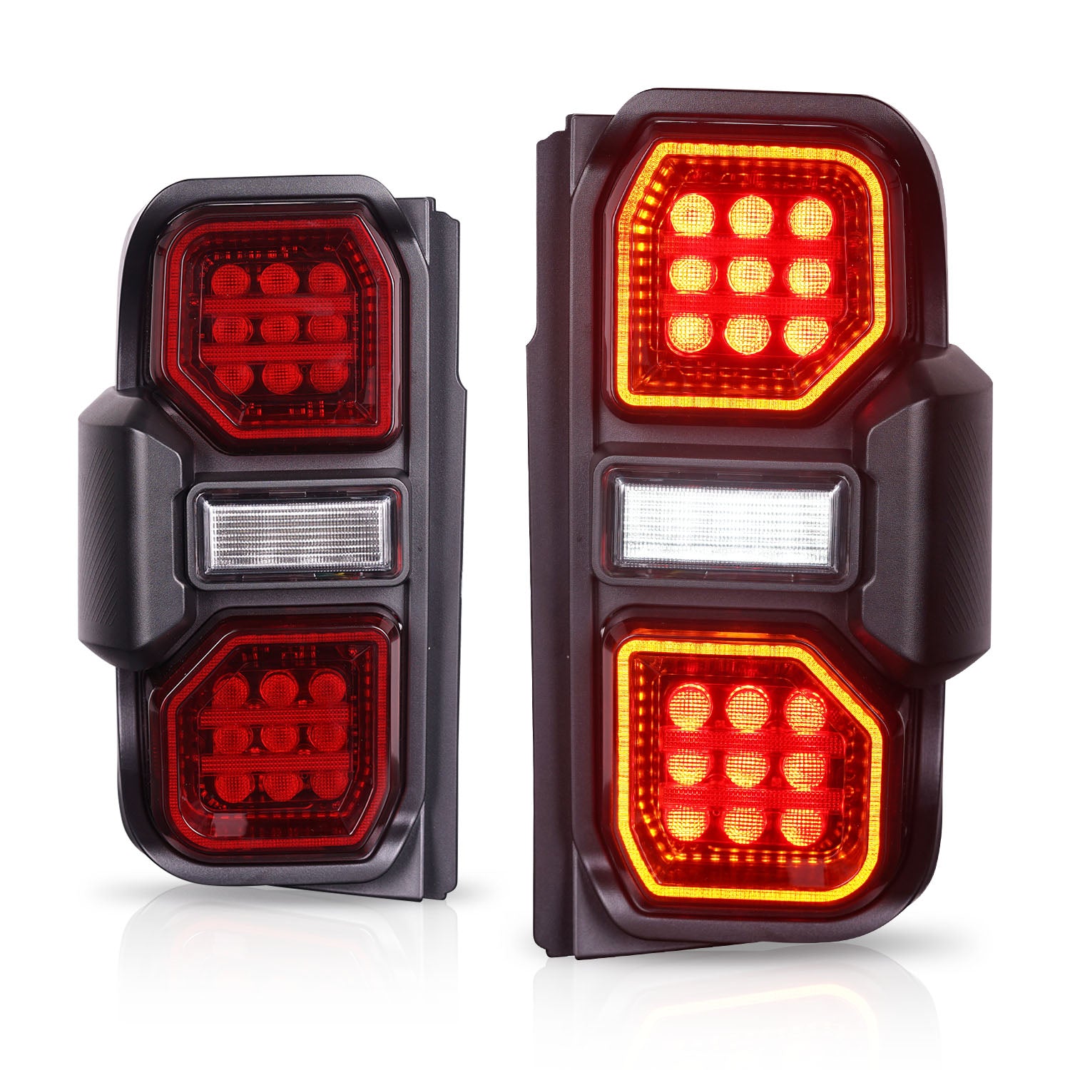 LED Tail Lights Assembly Red Lens with Brake Lights & Turn Signals Reverse Lights & Running Lights for 2021-2026 Ford Bronco (2Pcs/Set)
