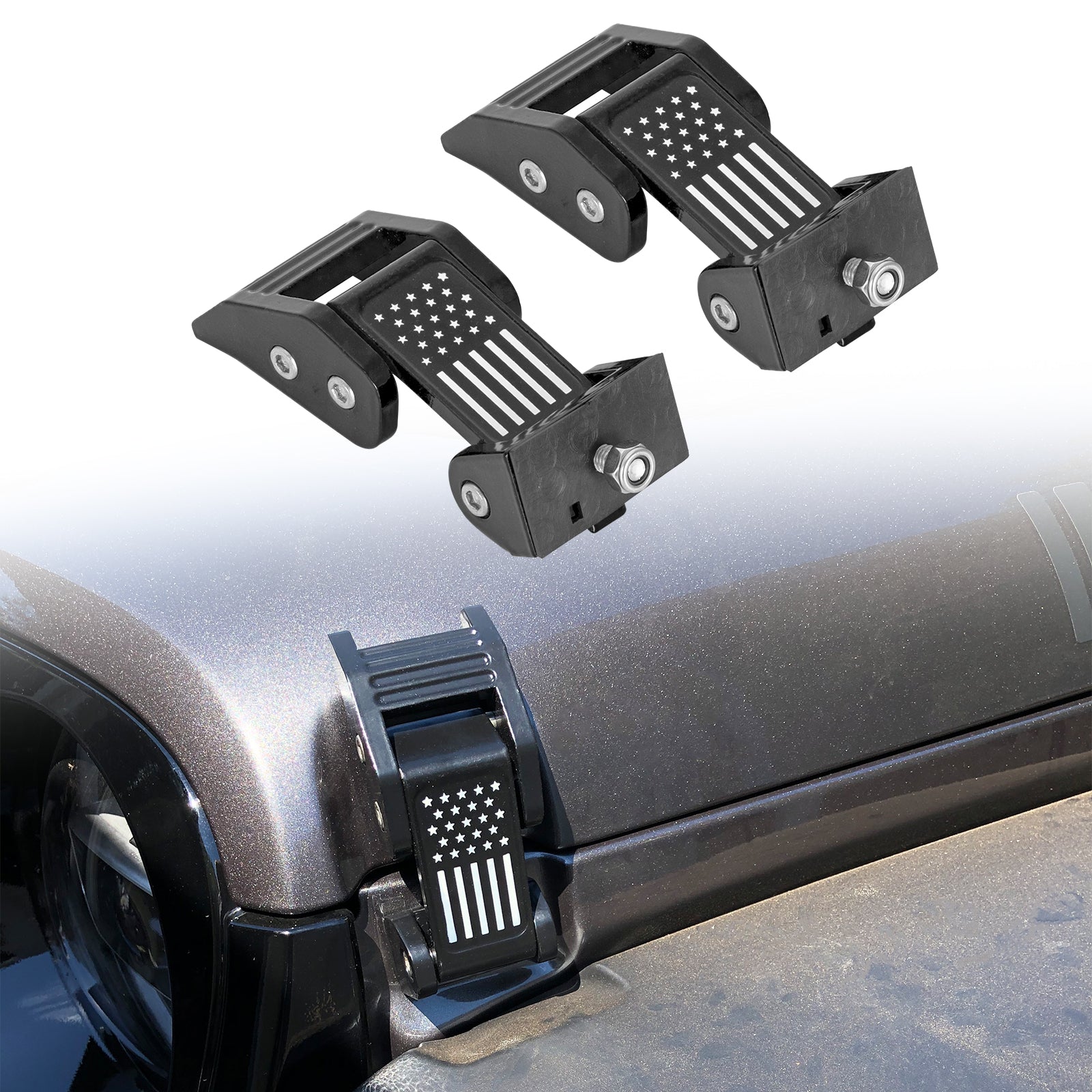 Hood Latches for '07-'26 Jeep Wrangler JK JKU JL JLU 4XE and Jeep Gladiator JT (2pcs/set)