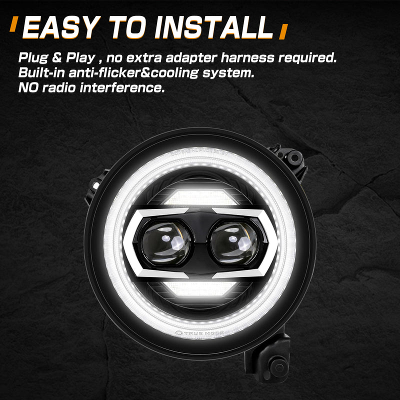 9-Inch LED Headlights with DRL & Turn Signals for 2018–2026 Jeep Wrangler JL JLU, 4xe & 2020–2026 Gladiator JT (Pair)