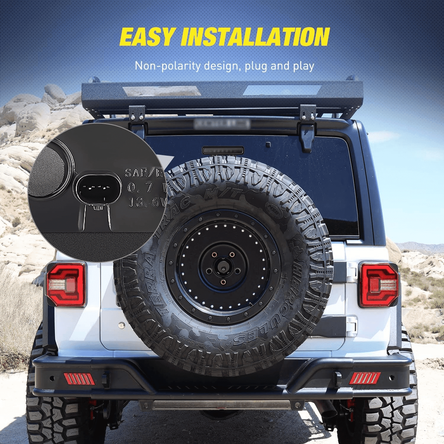 Smoked ABS Third Brake Light for 2018-2026 Jeep Wrangler 4xe JL/JLU