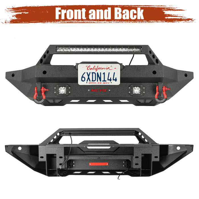 Heavy-Duty Ford Bronco Front Bumper with Integrated Work Lights, Sensor Ports, License Plate Bracket & D-Ring