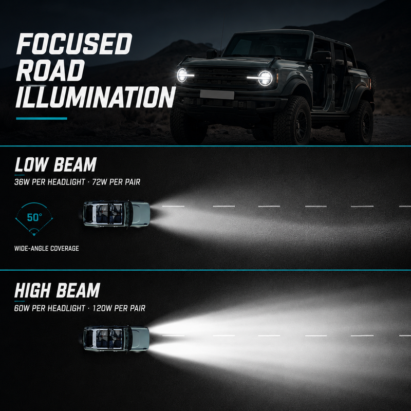 Ford Bronco Full LED Headlights with DRL & Turn Signals for 2021–Present Full-Size Models (Pair)