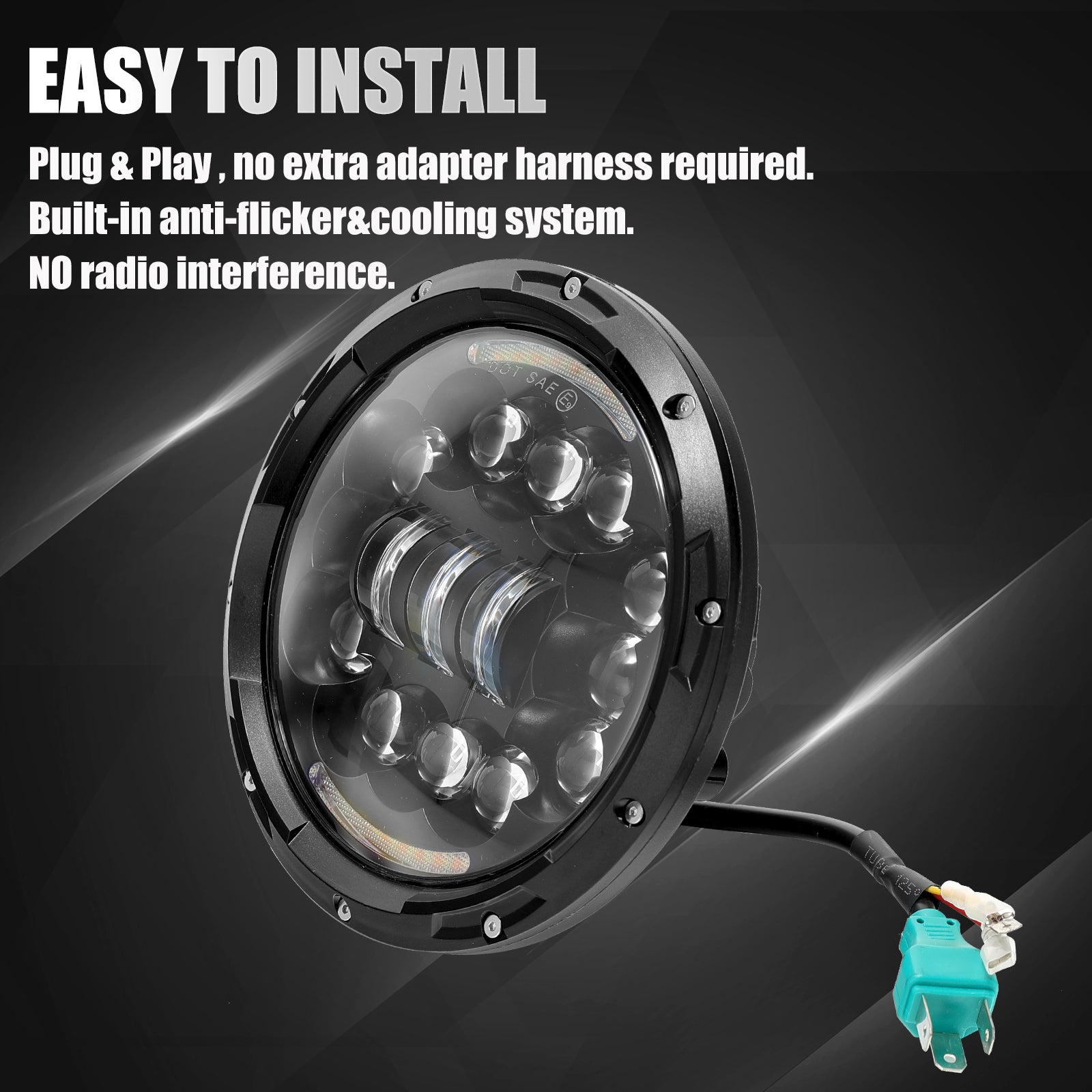 7" 108W LED Headlights with Hi/Lo Beam, Integrated DRL & Amber Turn Signal Function for Jeep Wrangler JK TJ LJ 1997–2018 (2PCS)