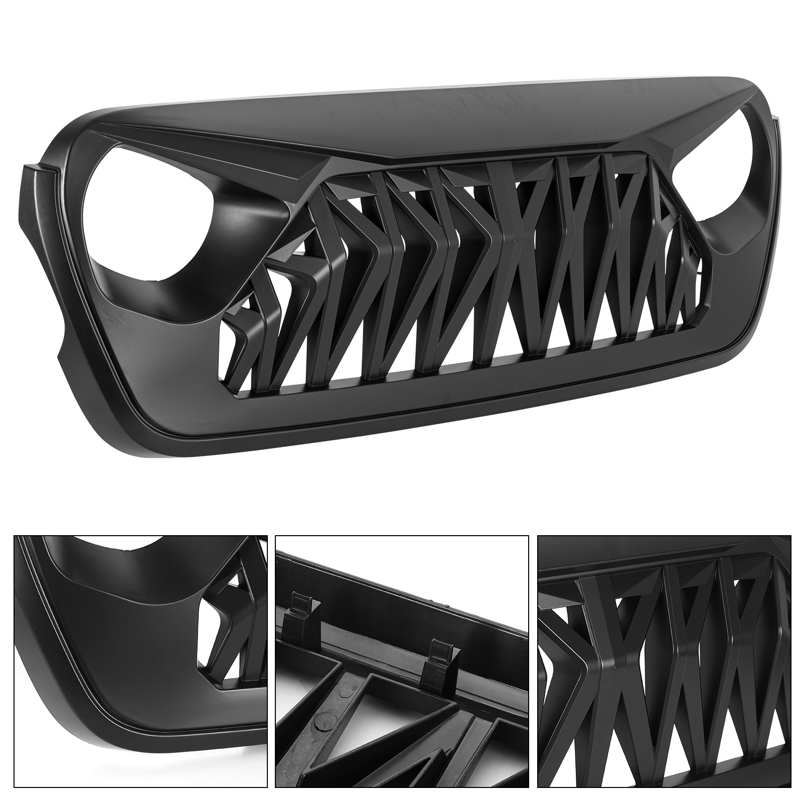 Mustang Series Aggressive Front Grille for 2018-2026 Jeep Wrangler JL JLU 4xe & Gladiator JT