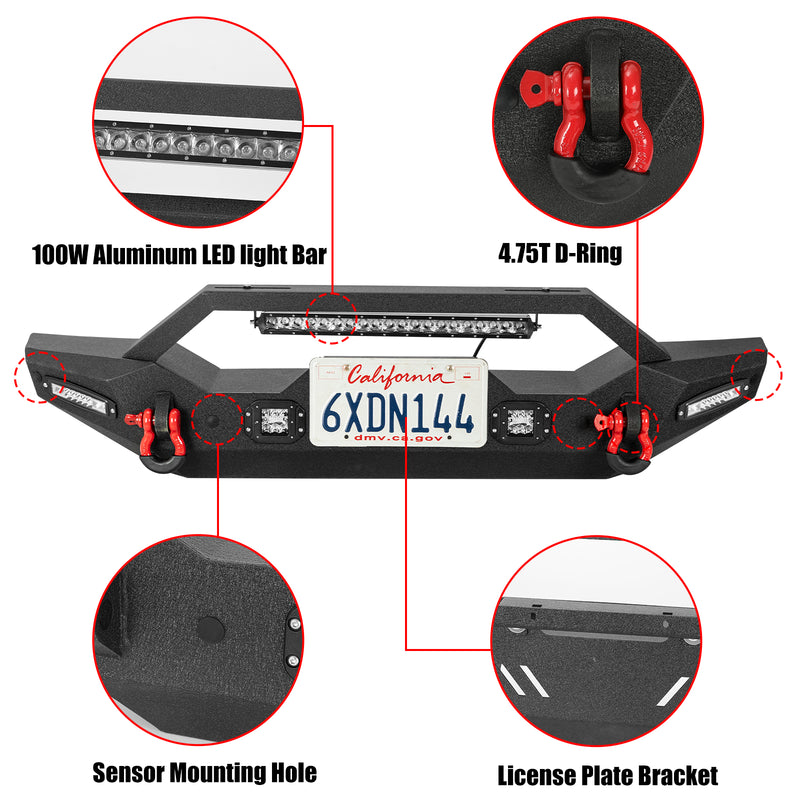 '18-'26 Jeep Wrangler JL/JLU 4xe 2/4 Door Front & Rear Bumpers Combo Kit with Sensor Hole