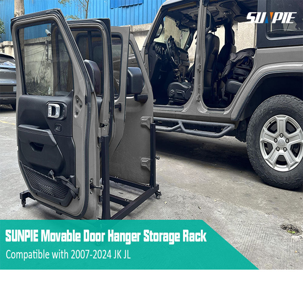 Jeep Removable Door Storage Rack with Dust Cover Compatible with 2007-2026 Jeep Wrangler JK JL 4xe & Jeep Gladiator