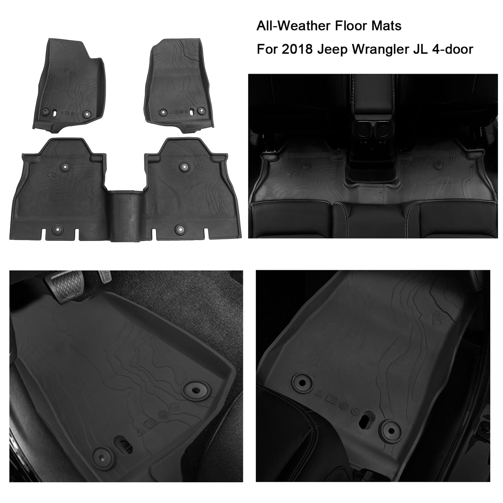 '18-'26 Jeep Wrangler JLU 4-Door Front & Rear TPE Floor Mats
