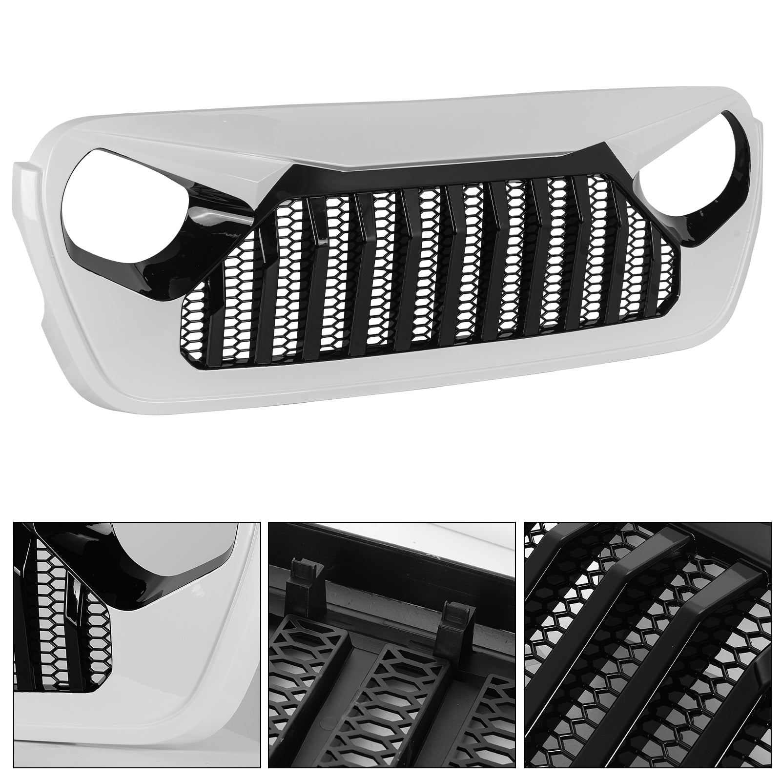 Jeep Grille Black Matte Black Paintable for 2018-2026 Jeep Wrangler JL/JLU 4XE & 2019-2026 Jeep Gladiator JT