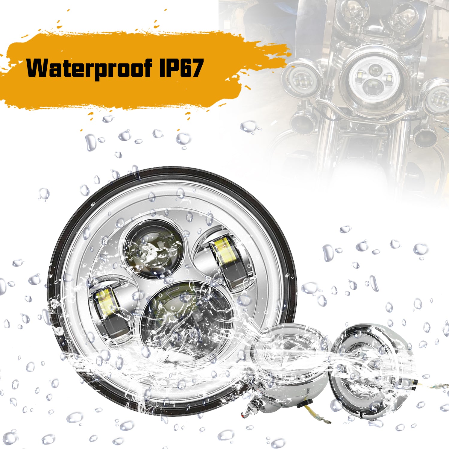 7" LED Headlights & 4" LED Passing Lights & Mounting brackets with Integrated Halo DRL Turn Signal for Harley