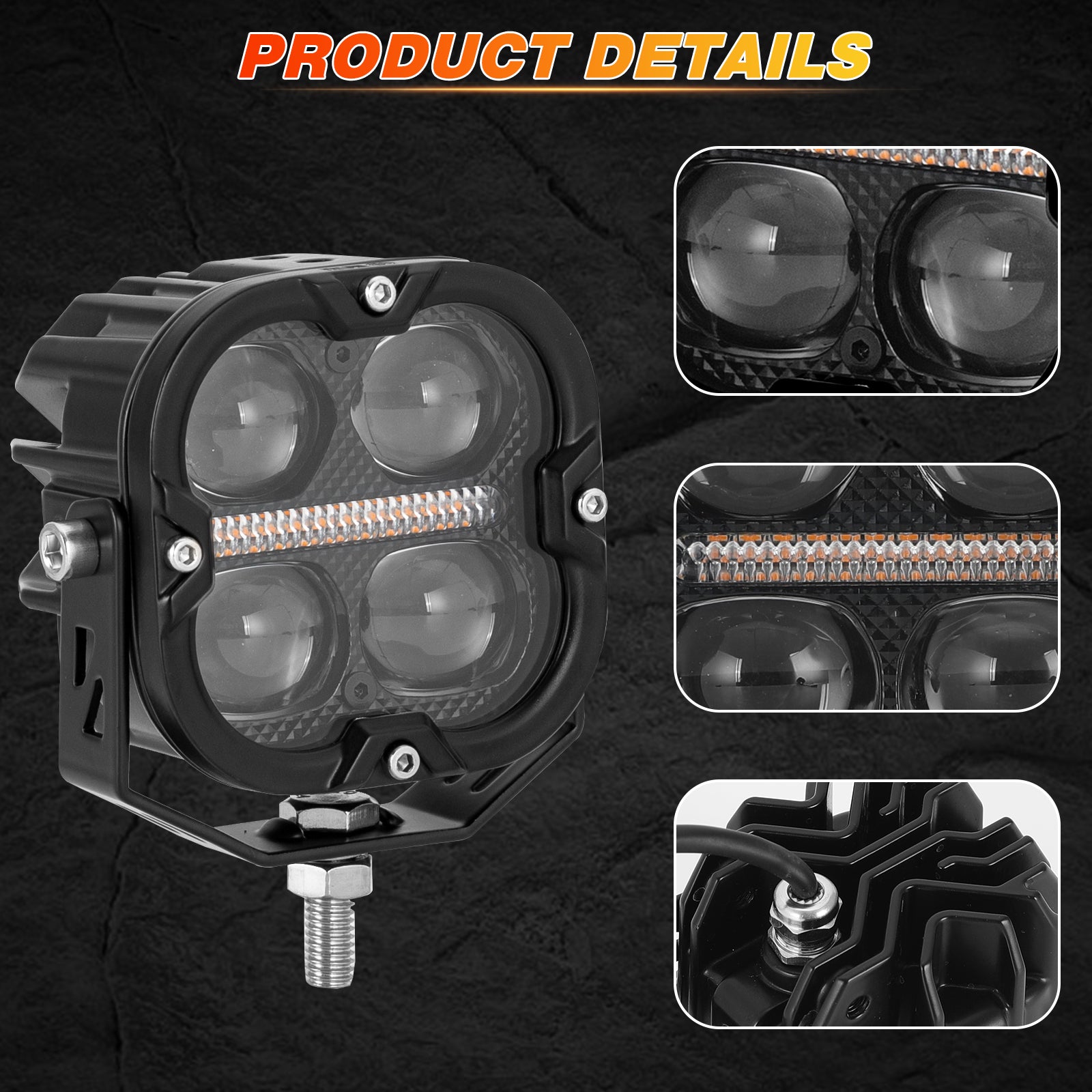 High-Performance 3.5" Quad-LED Pod Light Kit with DRL – Dual Beam Fog & Driving Lights for Off-Road Vehicles