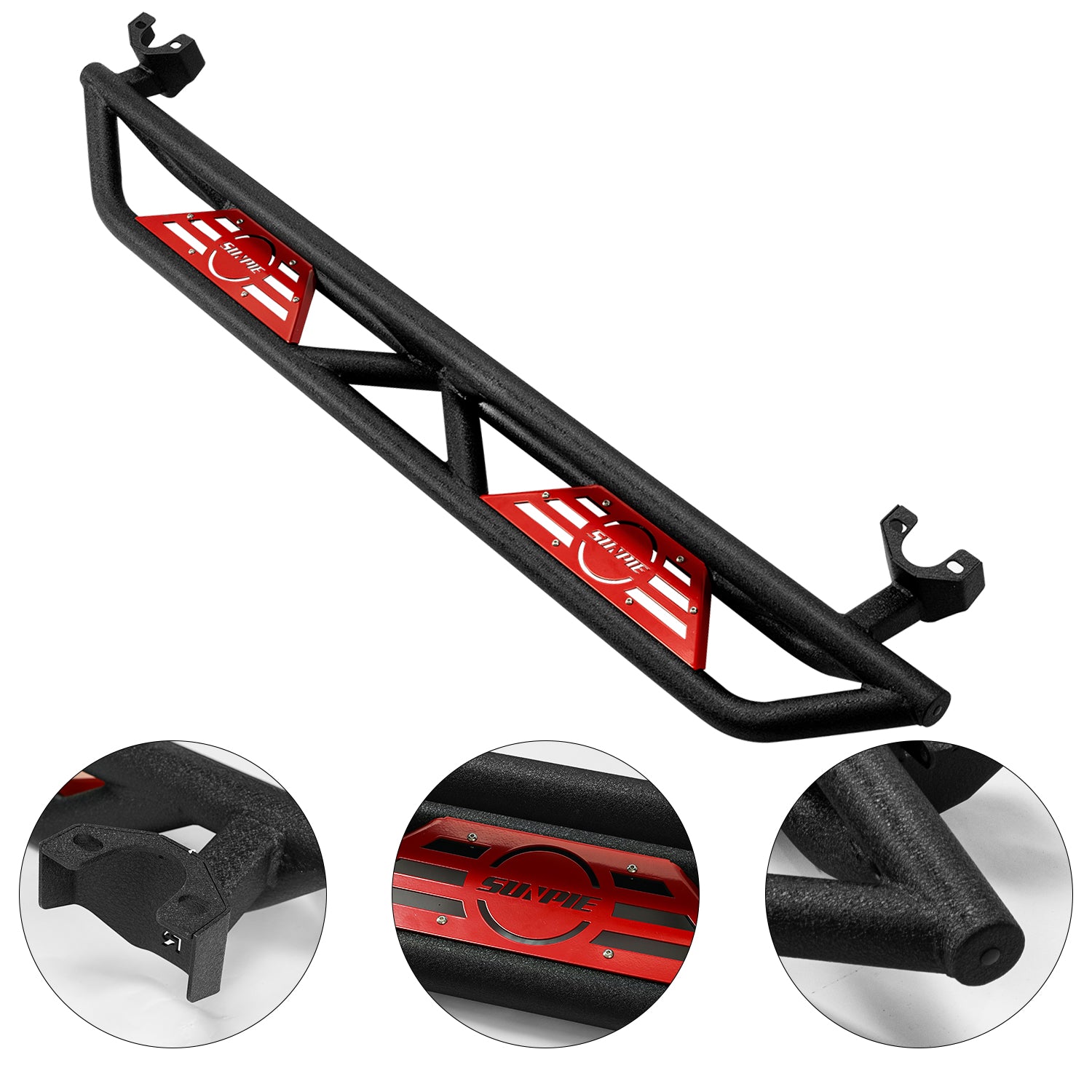 '07-'18 Jeep Wrangler JKU 4 Door Black Carbon Steel Side Steps & Running Boards (2PCS)