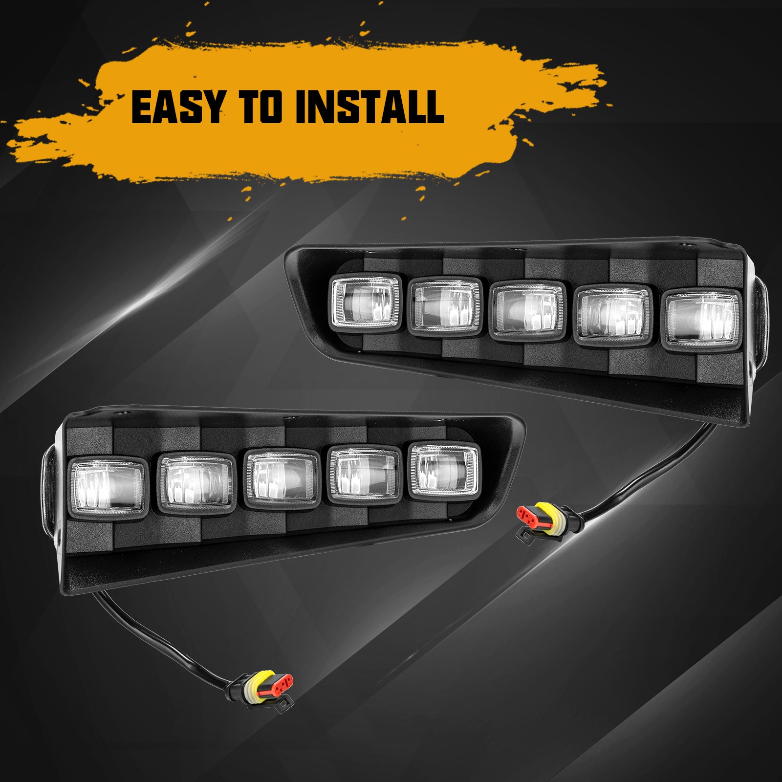 Ford Bronco LED Fog Light Kits, Black ABS-Plastic, White Light, 10 LED Beads 60W (2Pcs/Set)