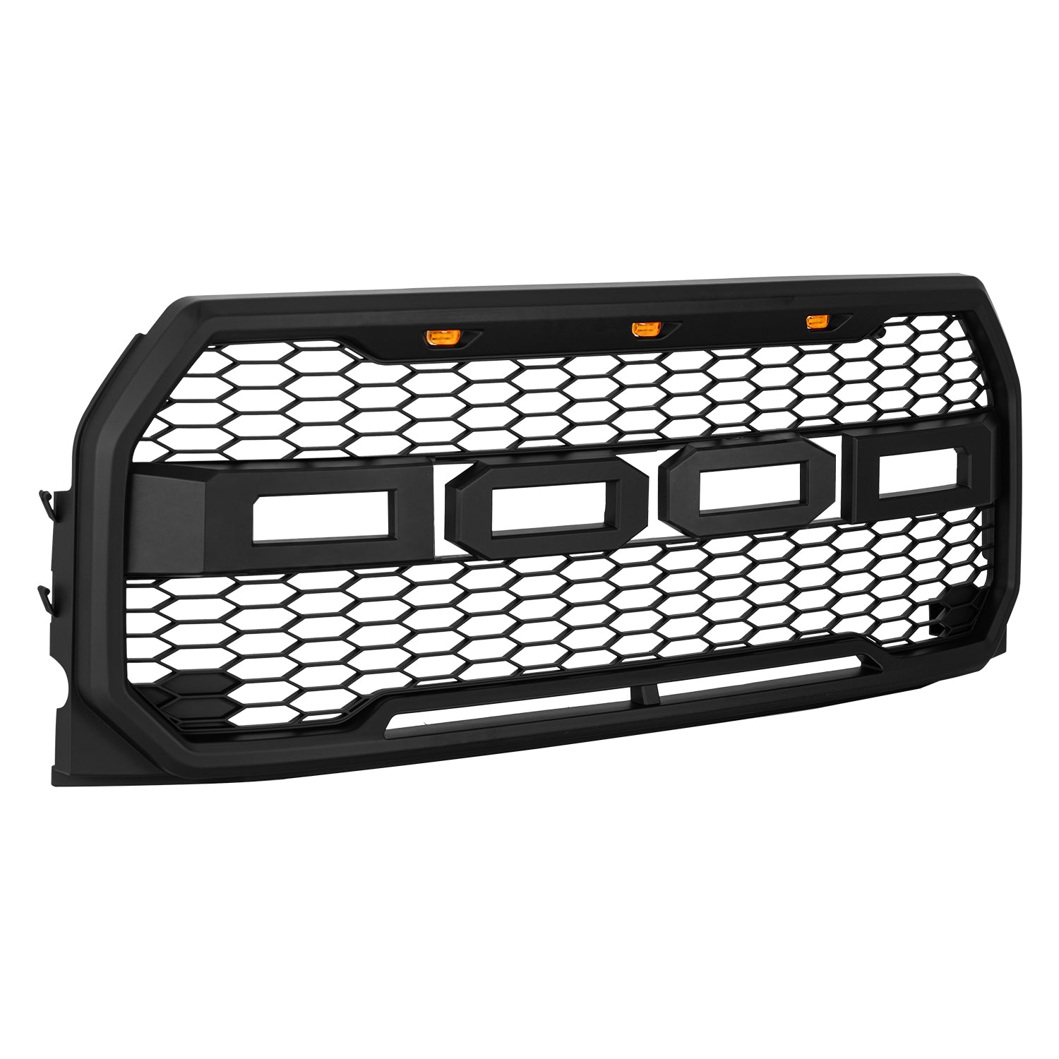 Raptor Style Front Grille for Ford F-150 (2015-2017) with Amber LED Lights & Letters