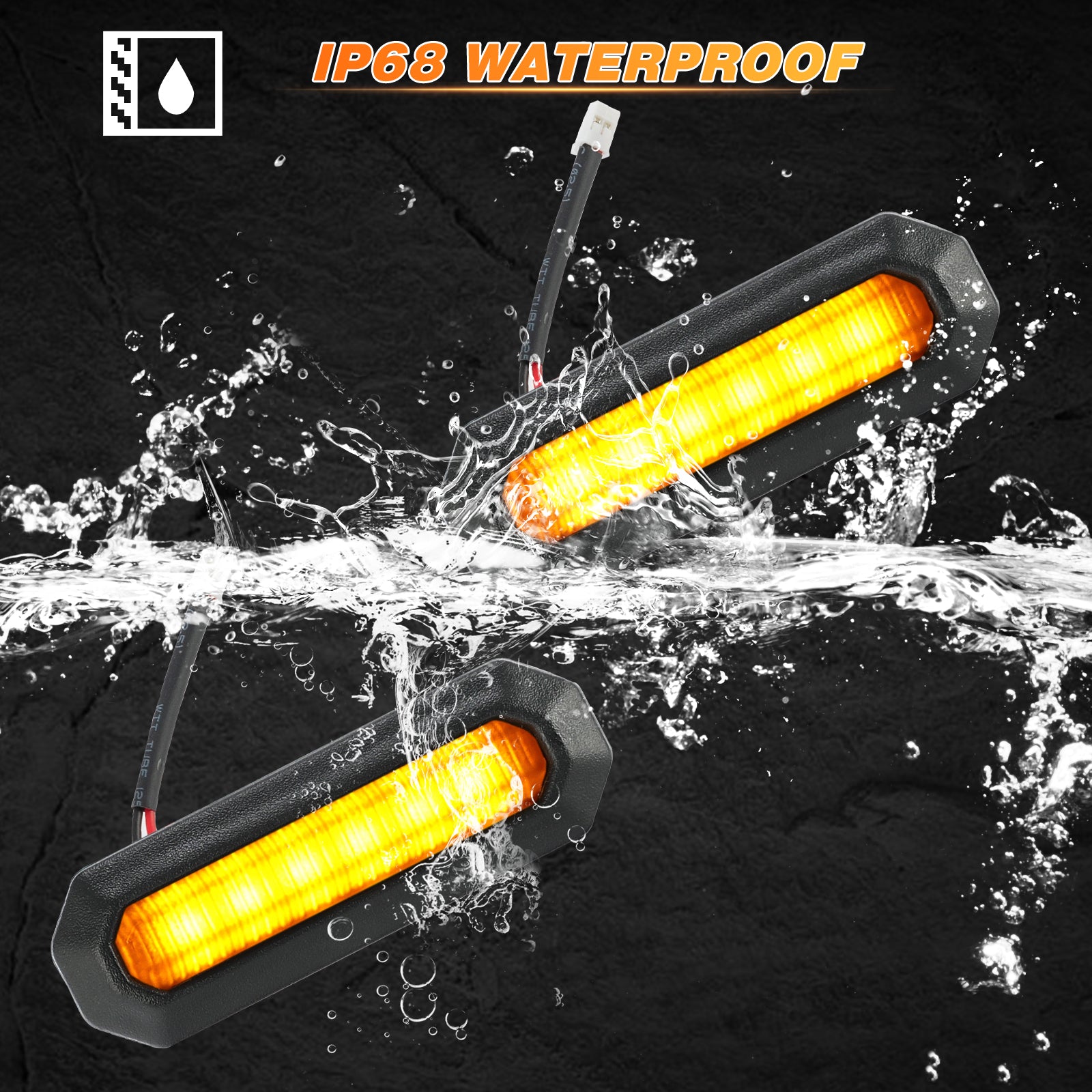 5PCS LED Grille Lights Amber & Smoked with Wiring Harness for 2021-2026 Ford Bronco 2/4 Doors Badlands/ Wildtrak/ Everglades