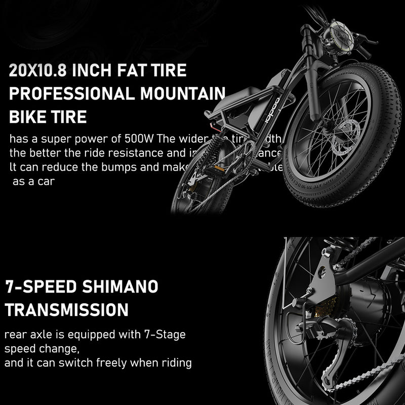 Sunpie 20 inch 48V 15.6A 750W Fat Tire Electric Bikes for Adults