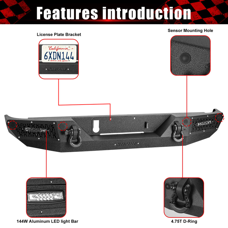 '19-'26 Jeep Gladiator JT Heavy-Duty Carbon Steel Rear Bumper (6 Colors Available)
