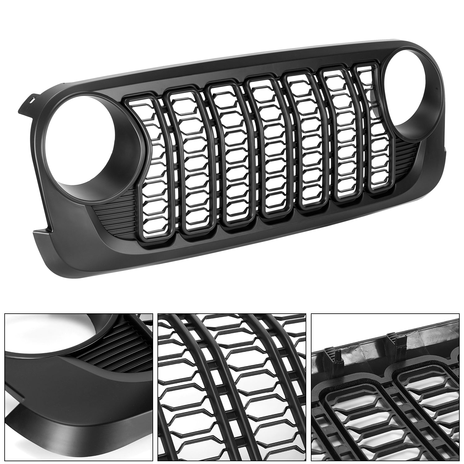 Mesh ABS Plastic Front Grille Compatible with 2007-2018 Wrangler JK/JKU – Aftermarket Replacement