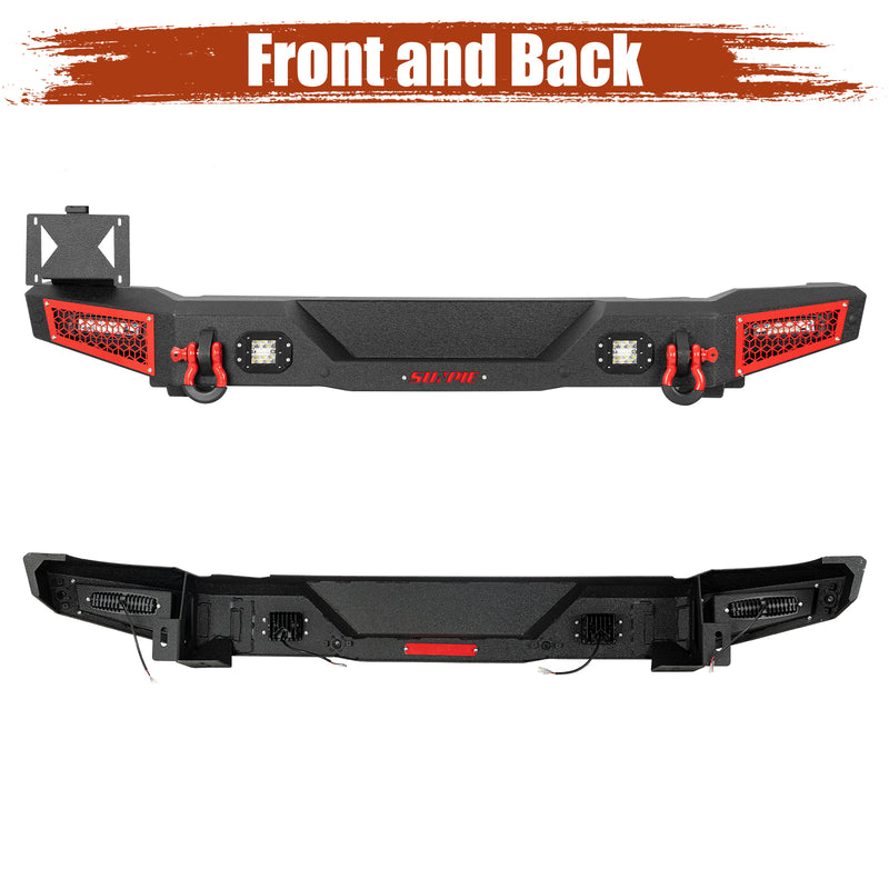 Ford Bronco Steel Front and Rear Bumpers Combo with Offroad Lights & D-rings &  Sensor Mounting Hole