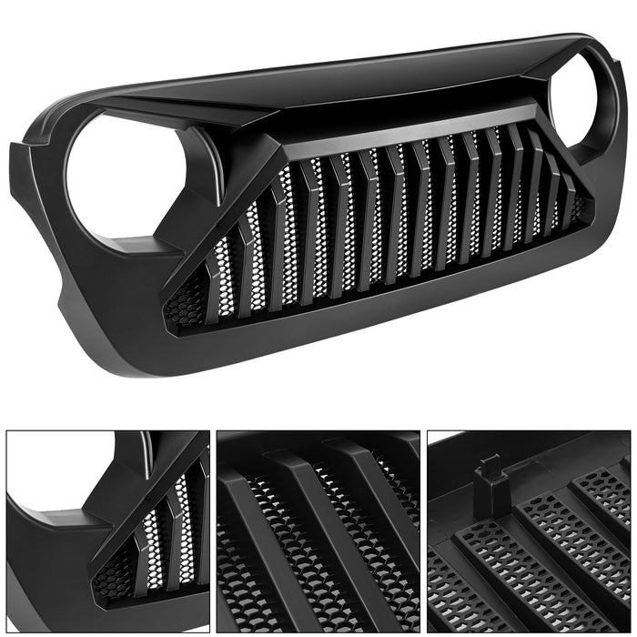 Jeep Grille Black Matte Black Paintable for 2018-2024 Jeep Wrangler JL/JLU &  2019-2024 Jeep Gladiator JT