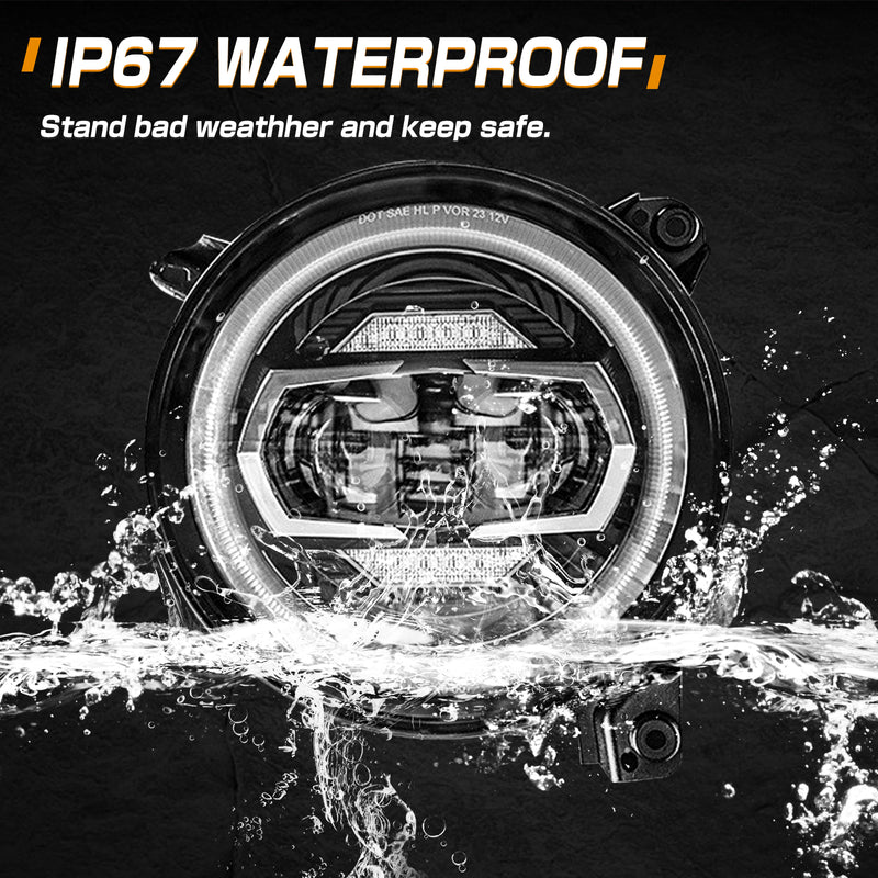 9-Inch LED Headlights with DRL & Turn Signals for 2018–2026 Jeep Wrangler JL JLU, 4xe & 2020–2026 Gladiator JT (Pair)