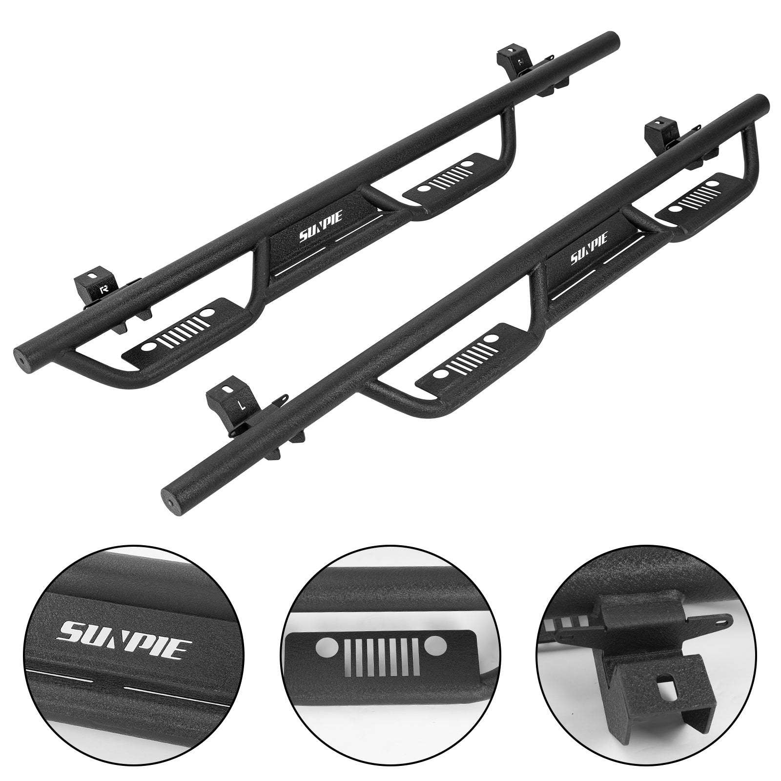 Entry-Level Running Boards Side Step Bars for Jeep Wrangler JLU/4XE 2018-2026 4 Door, Bolt-On Nerf Bars