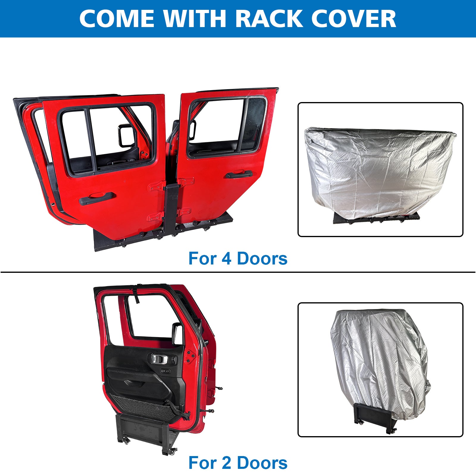 Upgraded Foldable Door Storage Rack Compatible with 07-26 Jeep Wrangler JK JL 4xe & Jeep Gladiator JT